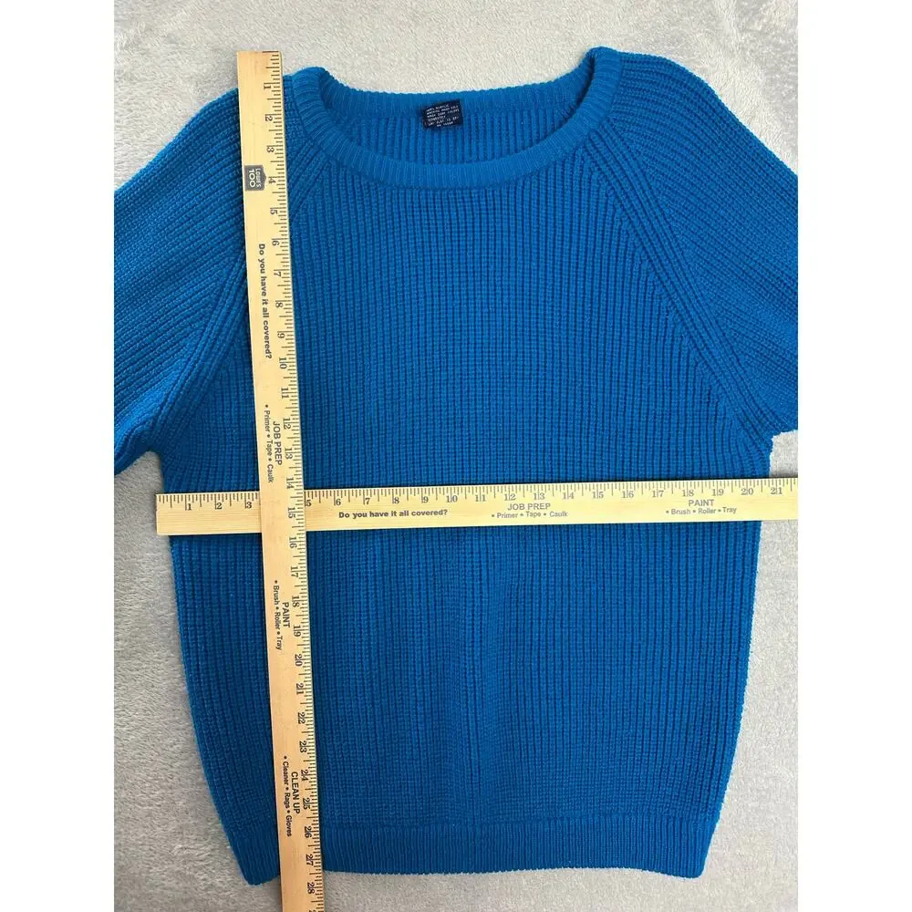 Vintage Brittania Blue Chunky Knit Slouchy Sweater Scoop Neck Mens M Grunge 90s